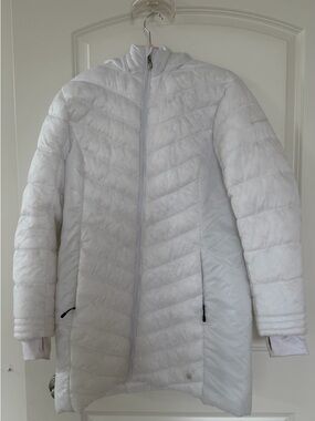 Spyder White Quilted Long Puffer Coat